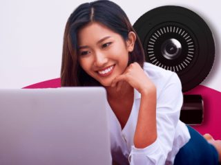 smiling girl on webcam date